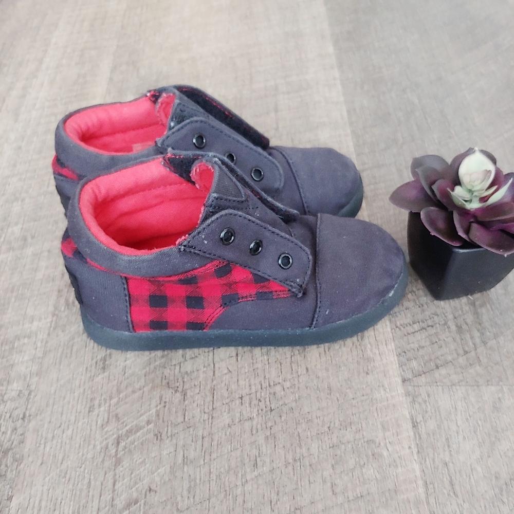 ⚡Toms Buffalo Plaid Velcro High Tops Walking